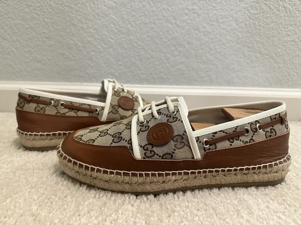 AUTHENTIC GUCCI MONOGRAM ESPADRILLES 725799 GG 7 (fits USA 8)